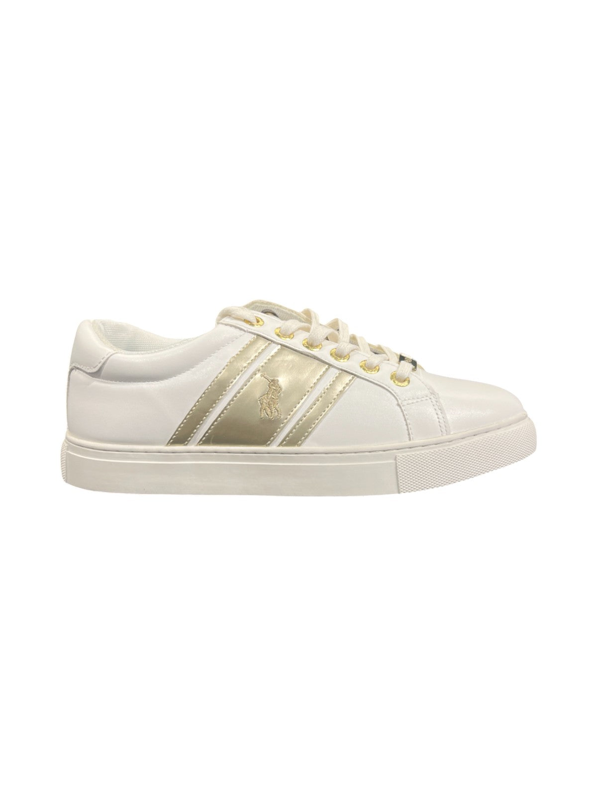 Polo Sneaker Ladies Gold Stripe Side Flash Gold